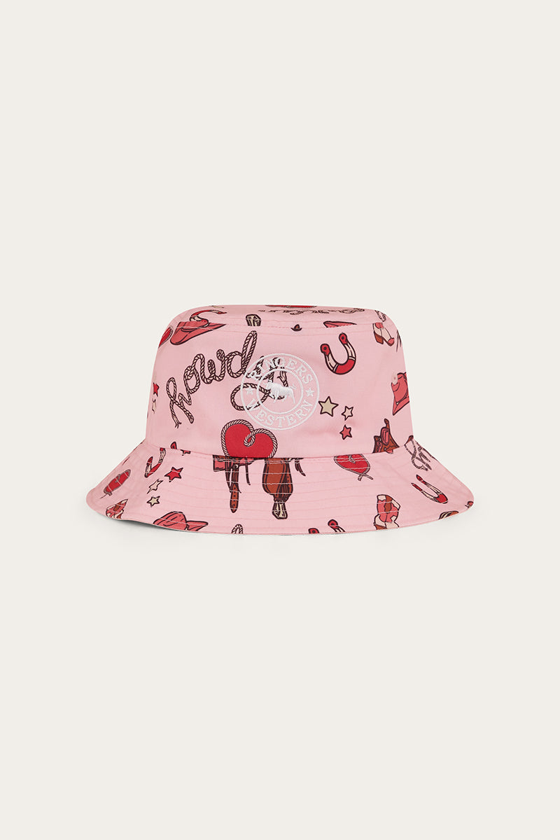 Mini Cowgirl Kids Reversible Bucket Hat - Dusty Pink