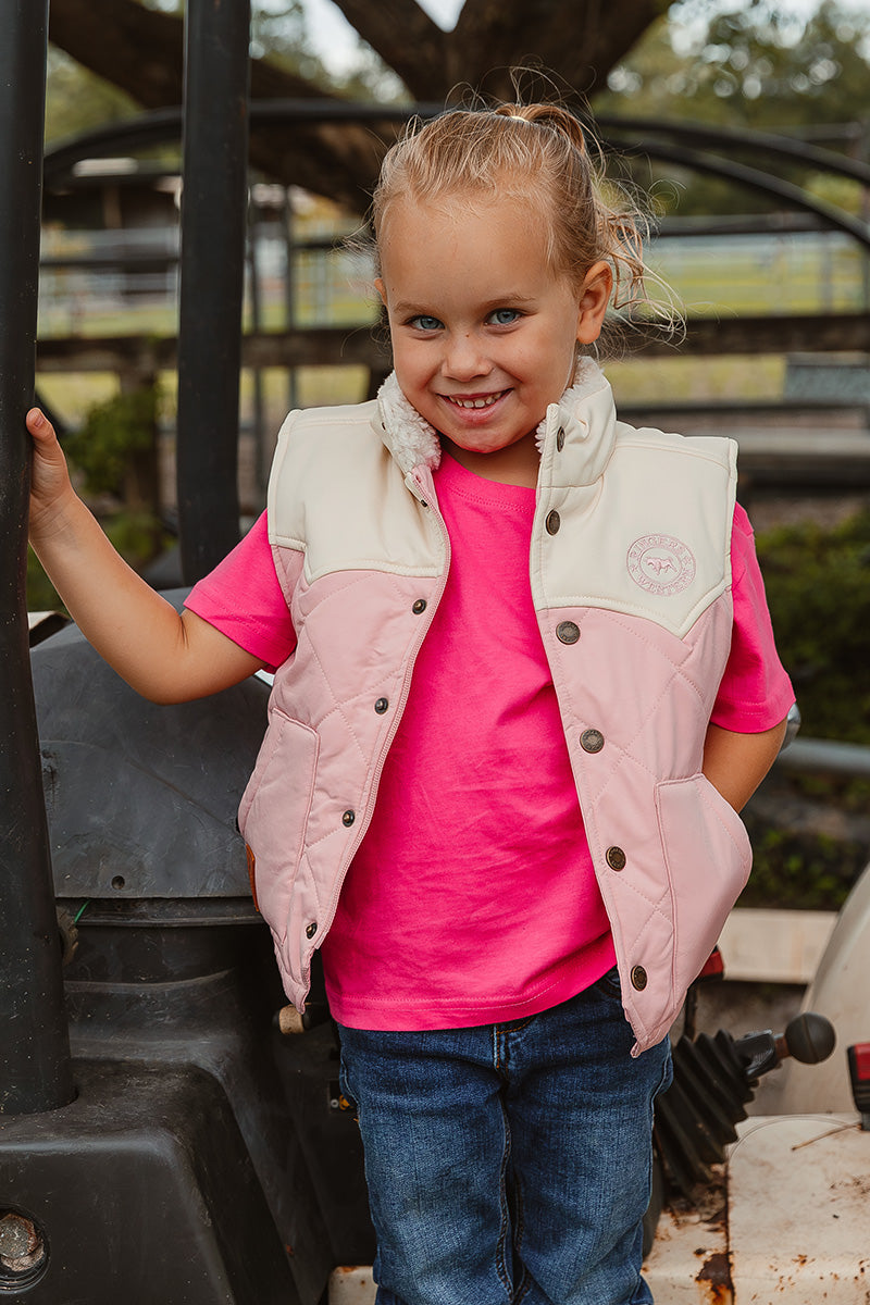 Kynuna Kids Puffer Vest - Pink / Off White