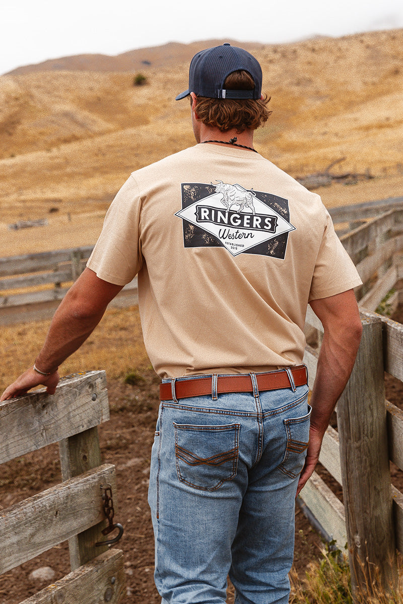 Hometown Mens Loose Fit T-Shirt - Dark Sand